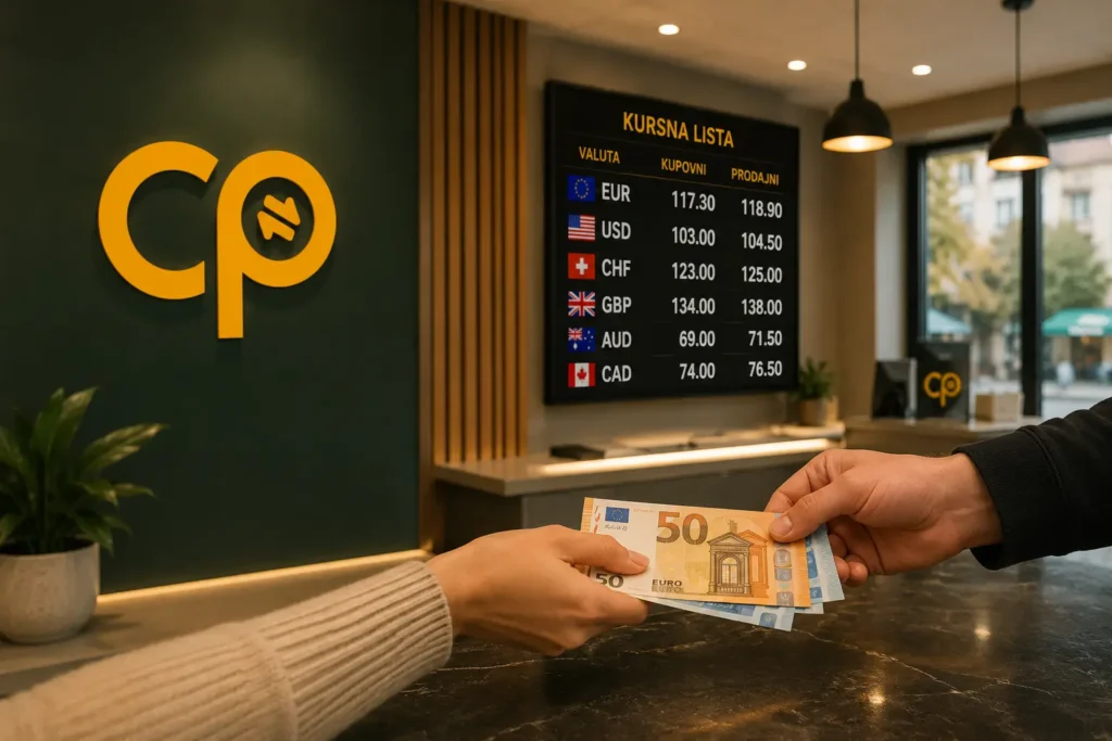 CP Menjačnica Karaburma - zamena evra i stranih valuta u modernoj poslovnici